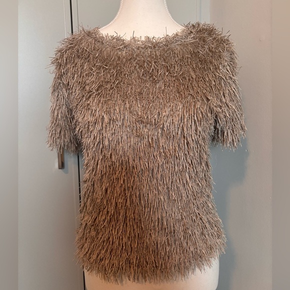 Zara Tan Short Sleeve Fringe Top - Picture 10 of 11